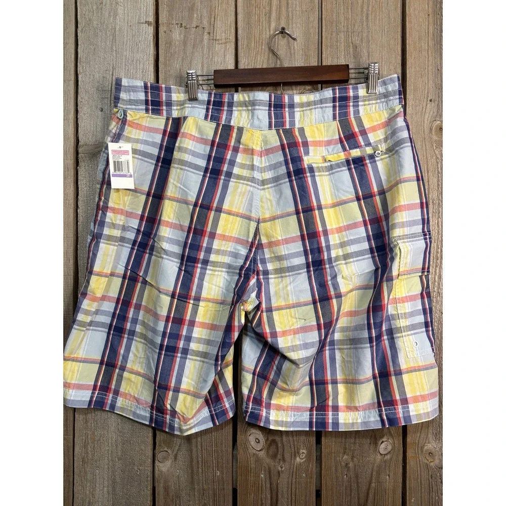 Vineyard Vines Mens Plaid Board‎ Shorts Swim Trunks Yellow Blue Red Size 38 NWT